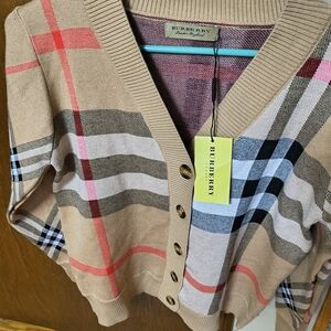 Burberry Women's Tan Plaid Sweater